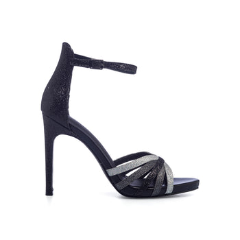 Sandali gioiello neri con tacco a spillo 11 cm e glitter Lora Ferres, Donna, SKU w042000582, Immagine 0